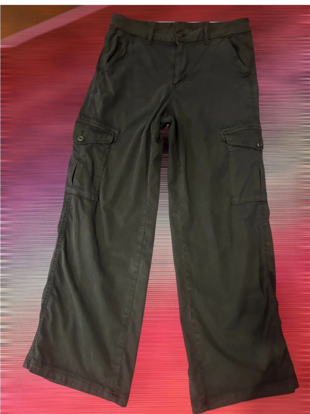 American Eagle AE Dreamy Drape Cargo  Pants, Black, Size 6 32x30 mid rise wide